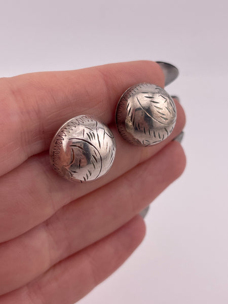 sterling silver etched dome post earrings