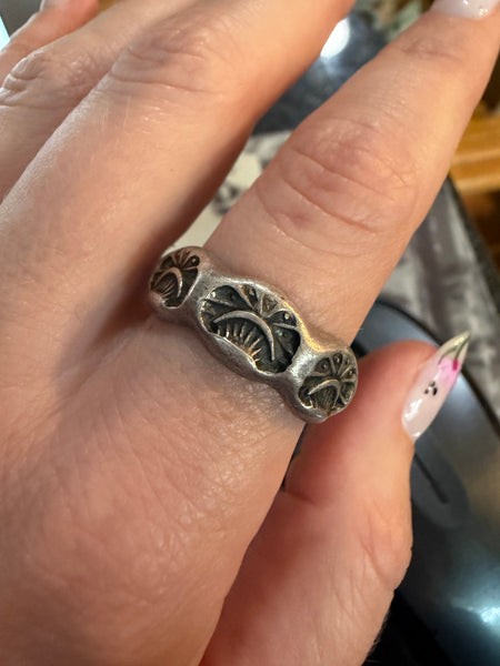 RESERVED PRIVATE LISTING -- sterling silver stamped band C6