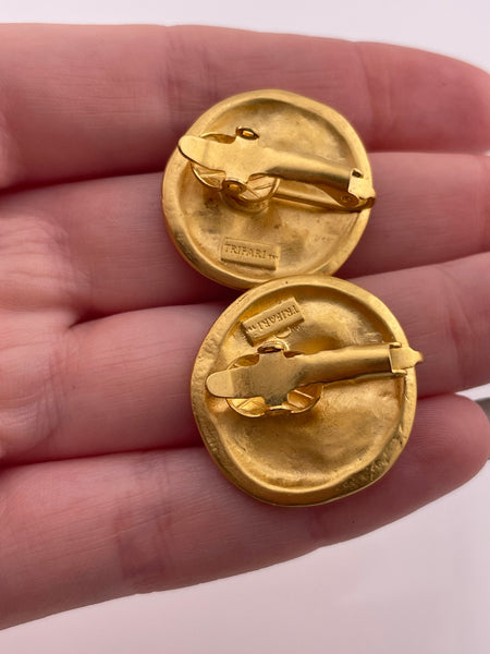 costume Trifari gold tone nautical clip on earrings