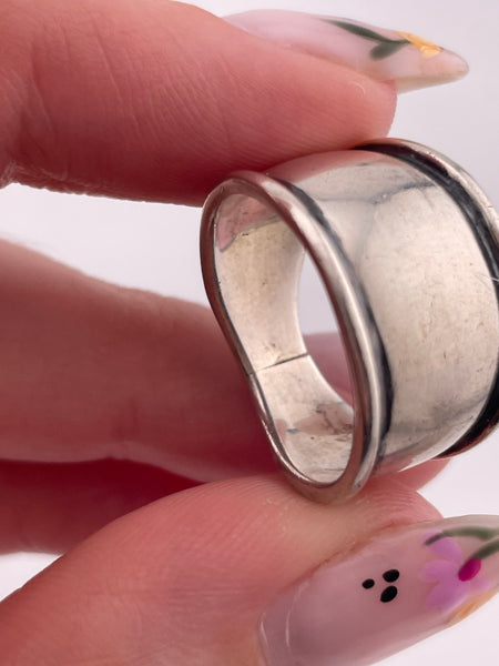 size 6 sterling silver stoneless wide band ring **AS IS**