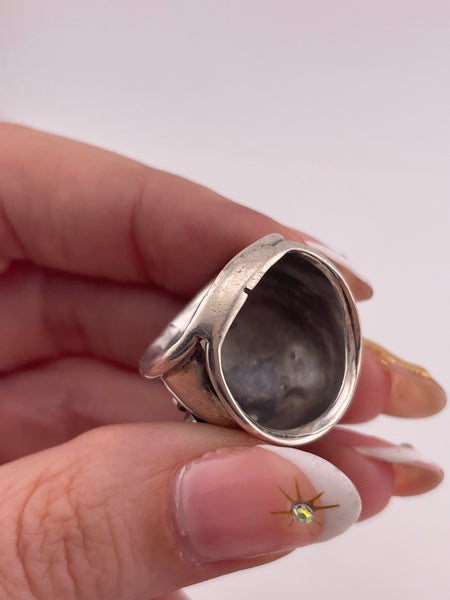 size 6.5 sterling silver snake eye turquoise dome cluster ring