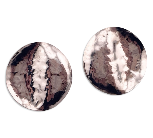 sterling silver hammered disc post earrings