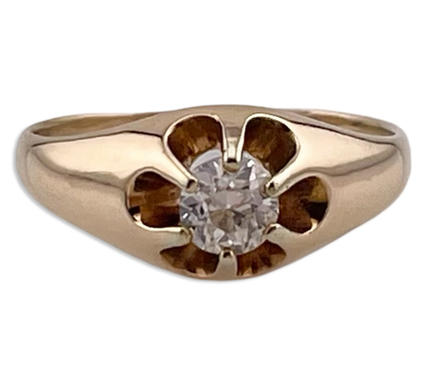 size 5 14k yellow gold belcher set diamond ring