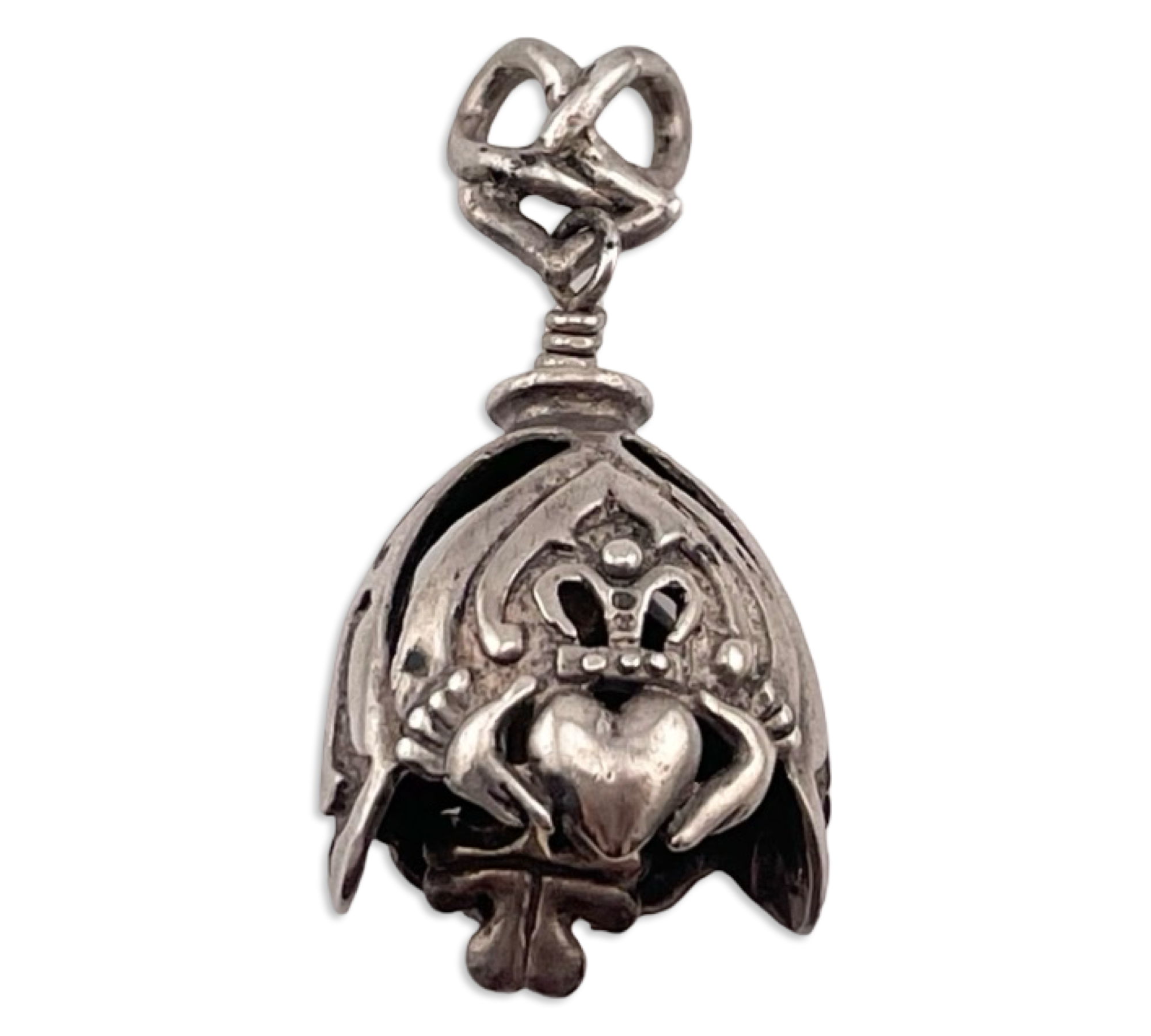 sterling silver Celtic motif bell pendant