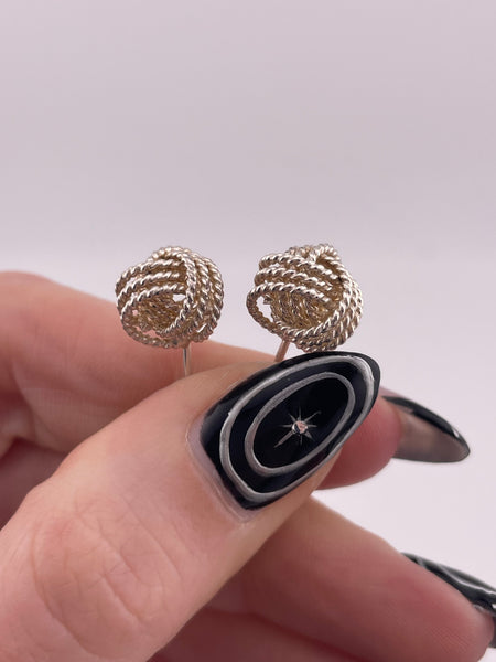 sterling silver rope ball post earrings
