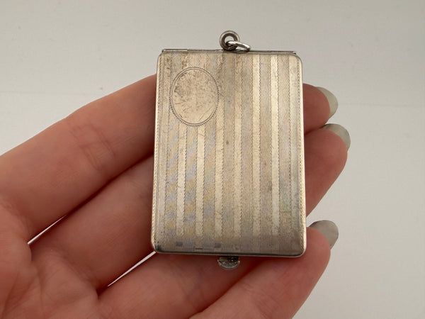 sterling silver etched rectangle locket pendant