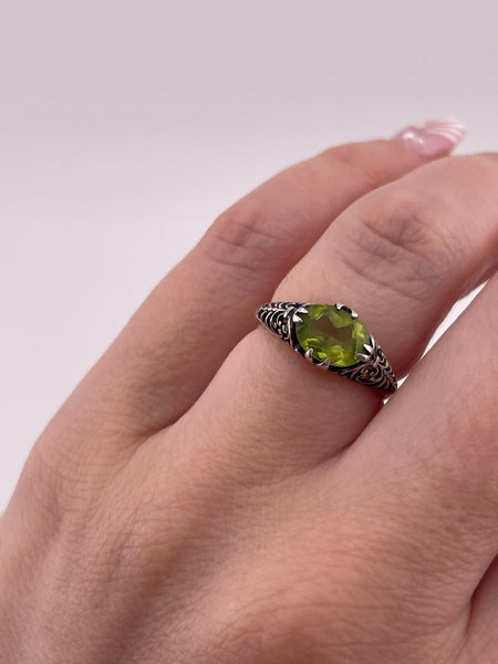 size 6.25 sterling silver faceted peridot ring