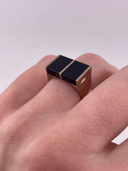 size 6.5 sterling silver gold wash onyx ring