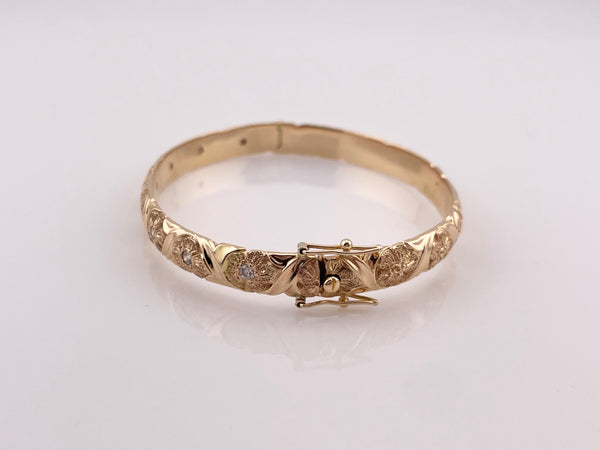 14k yellow gold flower designer Jabel diamond hinge bracelet