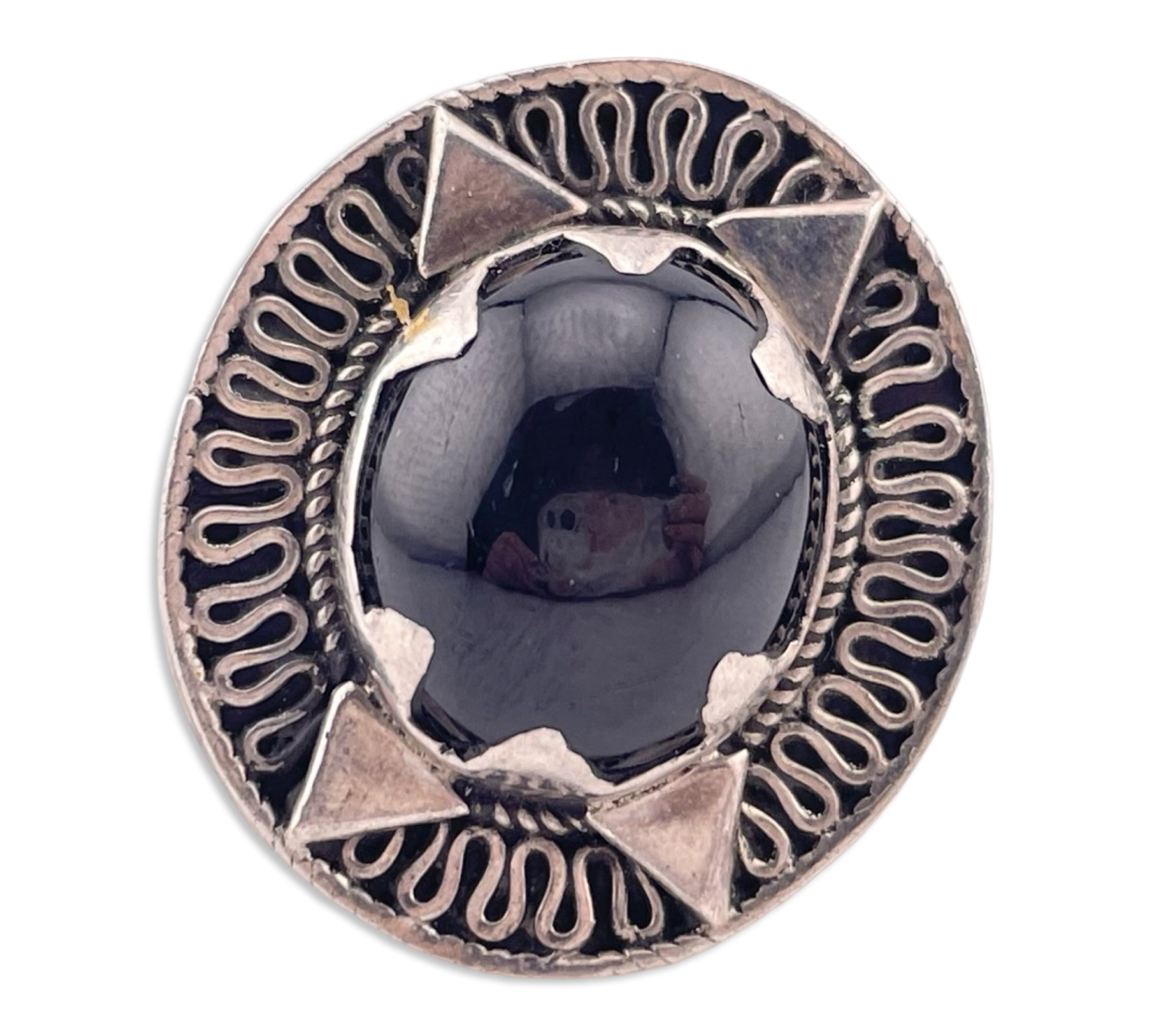 size 8.5 sterling silver chunky gray gemstone ring