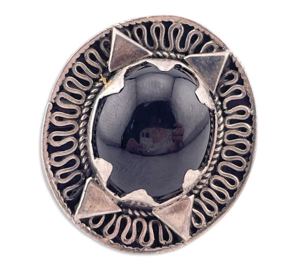 size 8.5 sterling silver chunky gray gemstone ring