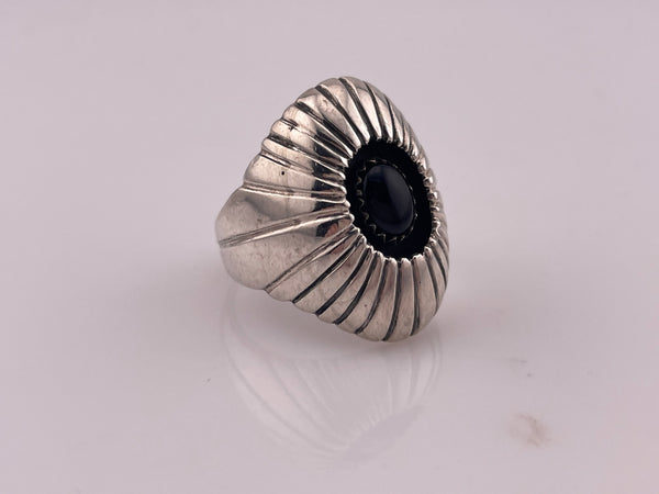 size 11 sterling silver onyx shadowbox ring