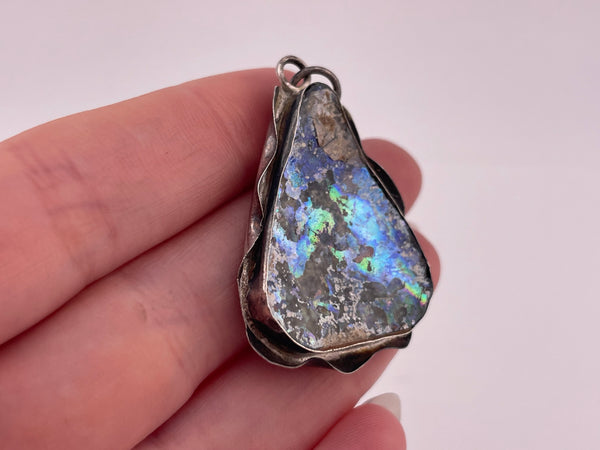 sterling silver Roman glass pendant