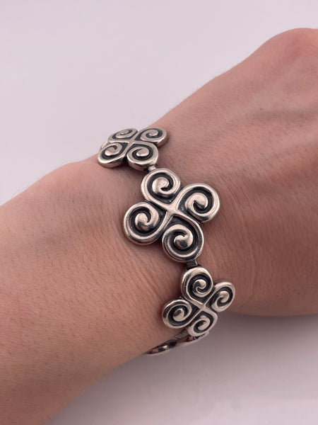 sterling silver 7 1/4" heavy stoneless toggle clasp link bracelet