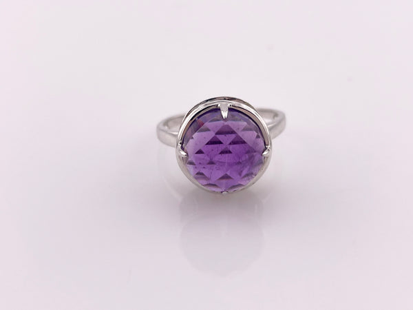 size 10 sterling silver faceted multi-stone ring