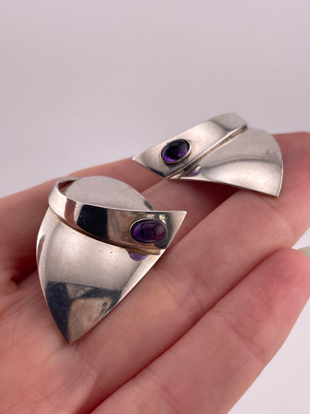 sterling silver artisan amethyst post earrings ***Non-sterling posts***