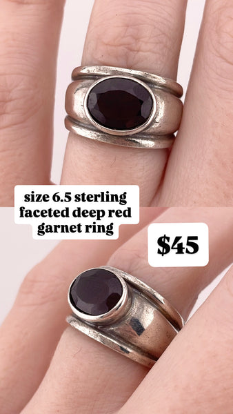 RESERVED PRIVATE LISTING -- sterling silver chunky garnet ring A18