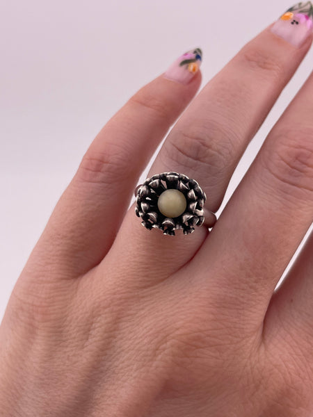 size 6.5 sterling silver Beau abstract plastic adjustable band ring