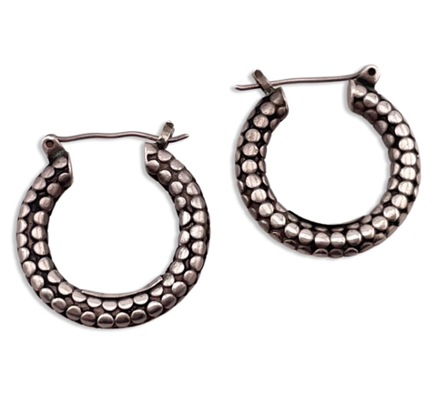 sterling silver textured 7/8" hoop earrings