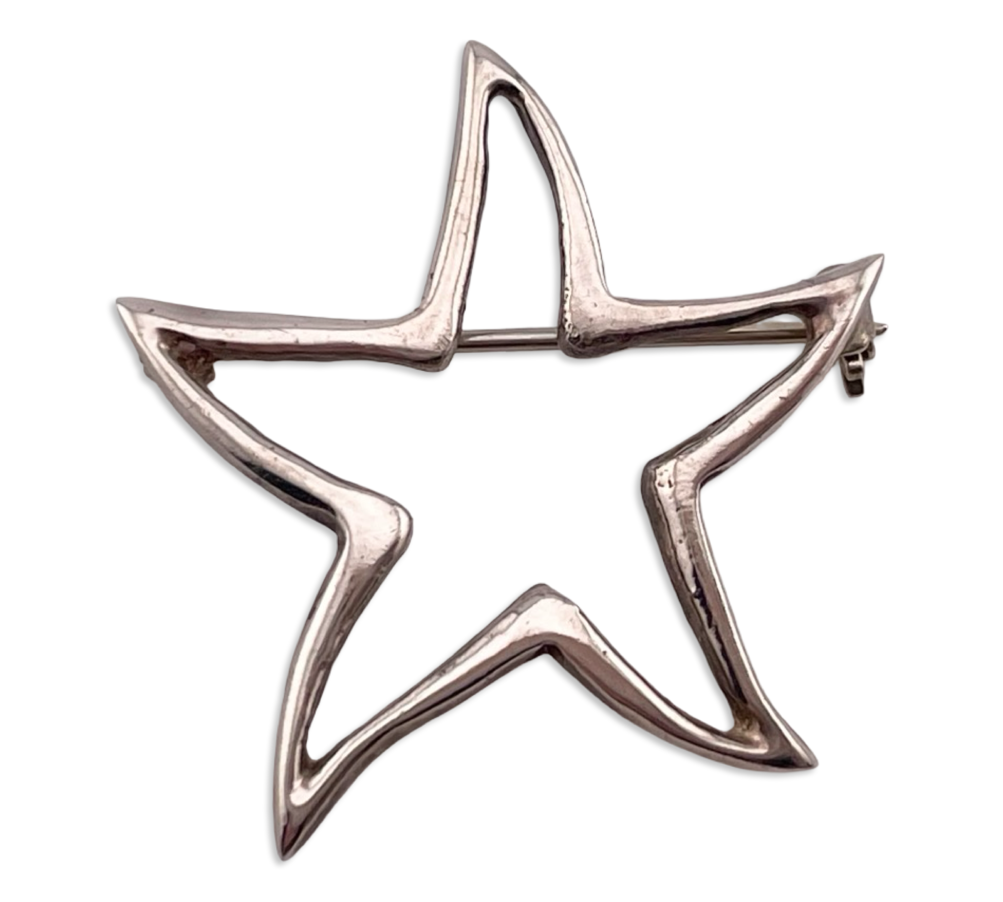 sterling silver star outline brooch pin