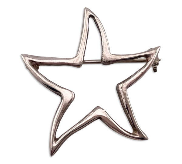 sterling silver star outline brooch pin