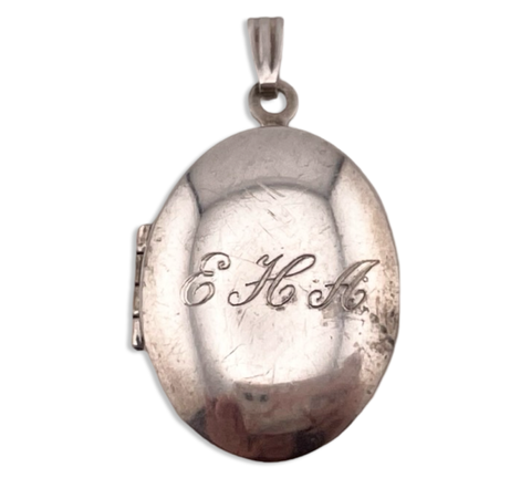 sterling silver "EHA" letters initials locket pendant