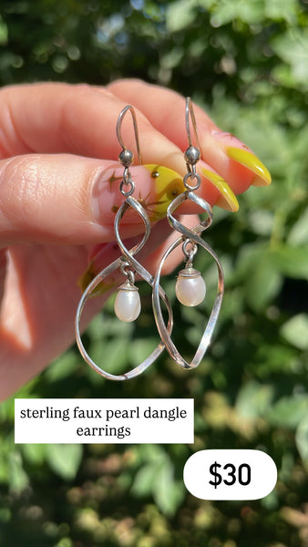 RESERVED PRIVATE LISTING -- sterling silver pearl dangle earrings C3