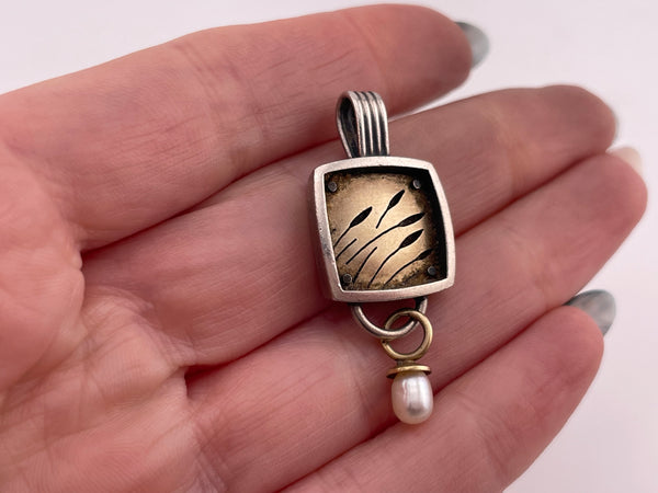 sterling silver & 10k gold artisan pearl pendant