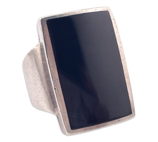 size 5.75 sterling silver rectangle onyx ring