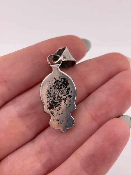 sterling silver lab opal pendant