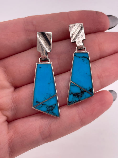 sterling silver composite turquoise post dangle earrings