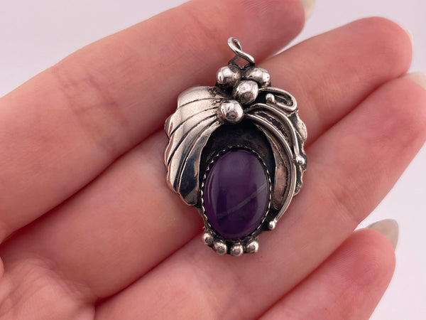 sterling silver sugilite pendant