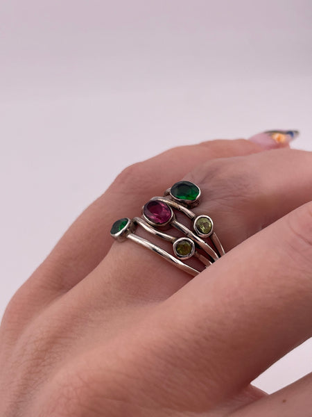 size 5.75 sterling silver faceted glass peridot ring