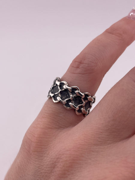 size 6 sterling silver Mexican chain band ring