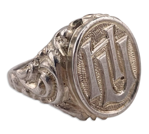 size 10.25 900 silver 'HU' signet ring