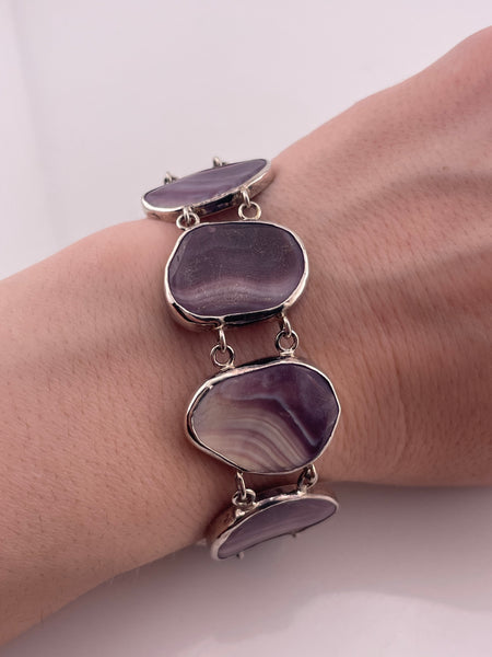 sterling silver 7-1/2" wampum shell bracelet