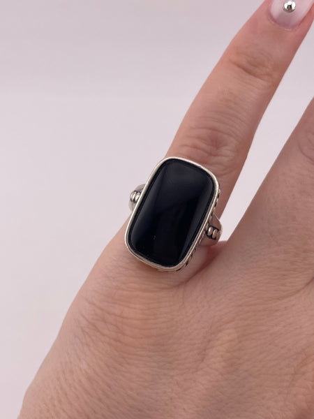 size 5.5 sterling silver synthetic onyx rectangle ring