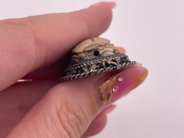 sterling silver carved scarab pendant