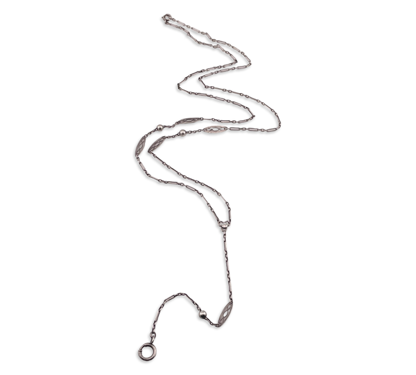 sterling silver fancy lorgnette lariat chain necklace