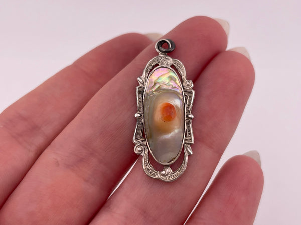 sterling silver blister abalone pendant