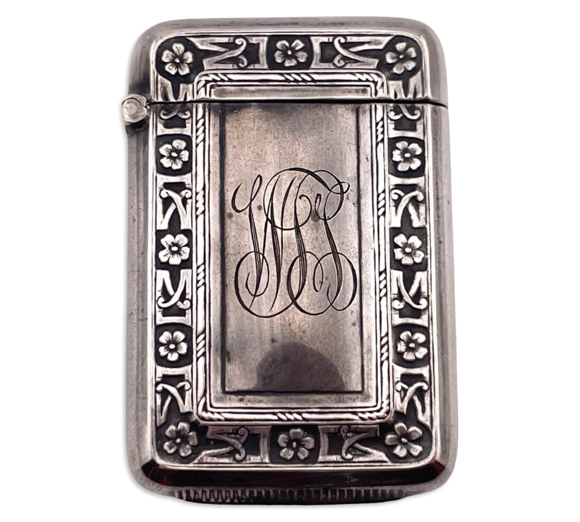 sterling silver 'WTP' monogrammed matchbox safe