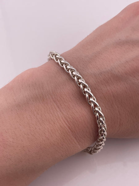 sterling silver 7 3/8" wheat chain link bracelet