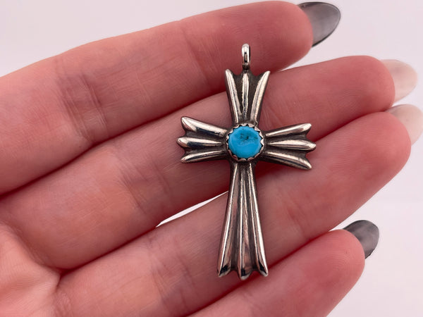 sterling silver turquoise cross pendant