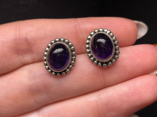 sterling silver amethyst post earrings