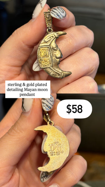 RESERVED PRIVATE LISTING -- sterling silver moon pendant A3