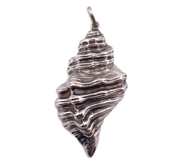 sterling silver large RM Trush 2-3/4" conch seashell pendant or ornament