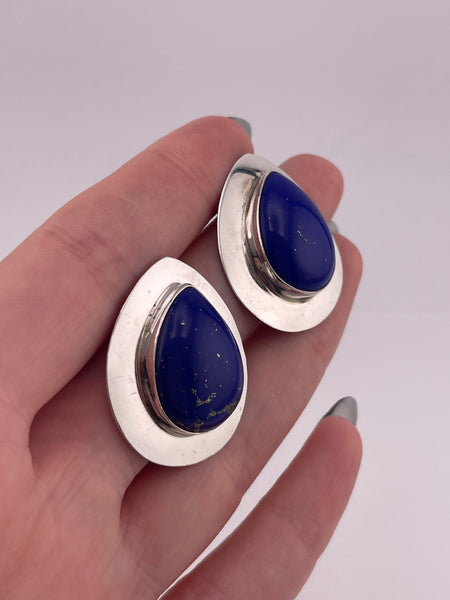 sterling silver lapis post earrings