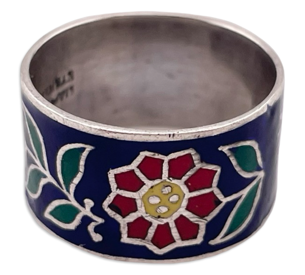 size 5.5 sterling silver resin flower band ring