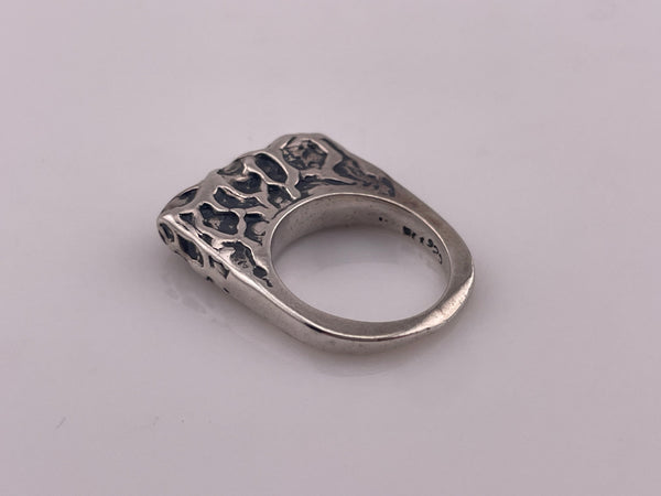 size 6.25 sterling silver chunky heavy stoneless textured high profile stacking ring