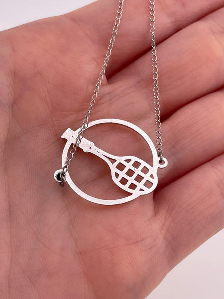 sterling silver rhodium plated racquet sport necklace ***AS IS***